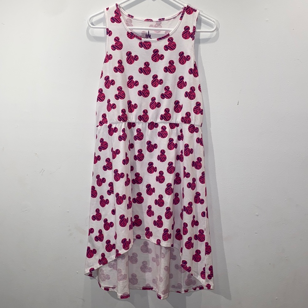Disney Parks Sundress with pink and purple zebra Mickey heads.